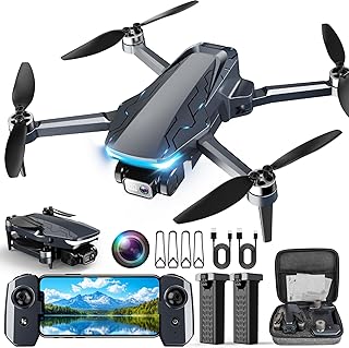Dron con cámara, 2K HD FPV Drones con retorno automático GPS, mosca circular, vuelo de punto de referencia, transmisión 5G, selfie de gestos, motor sin escobillas, dron plegable ligero para niños y