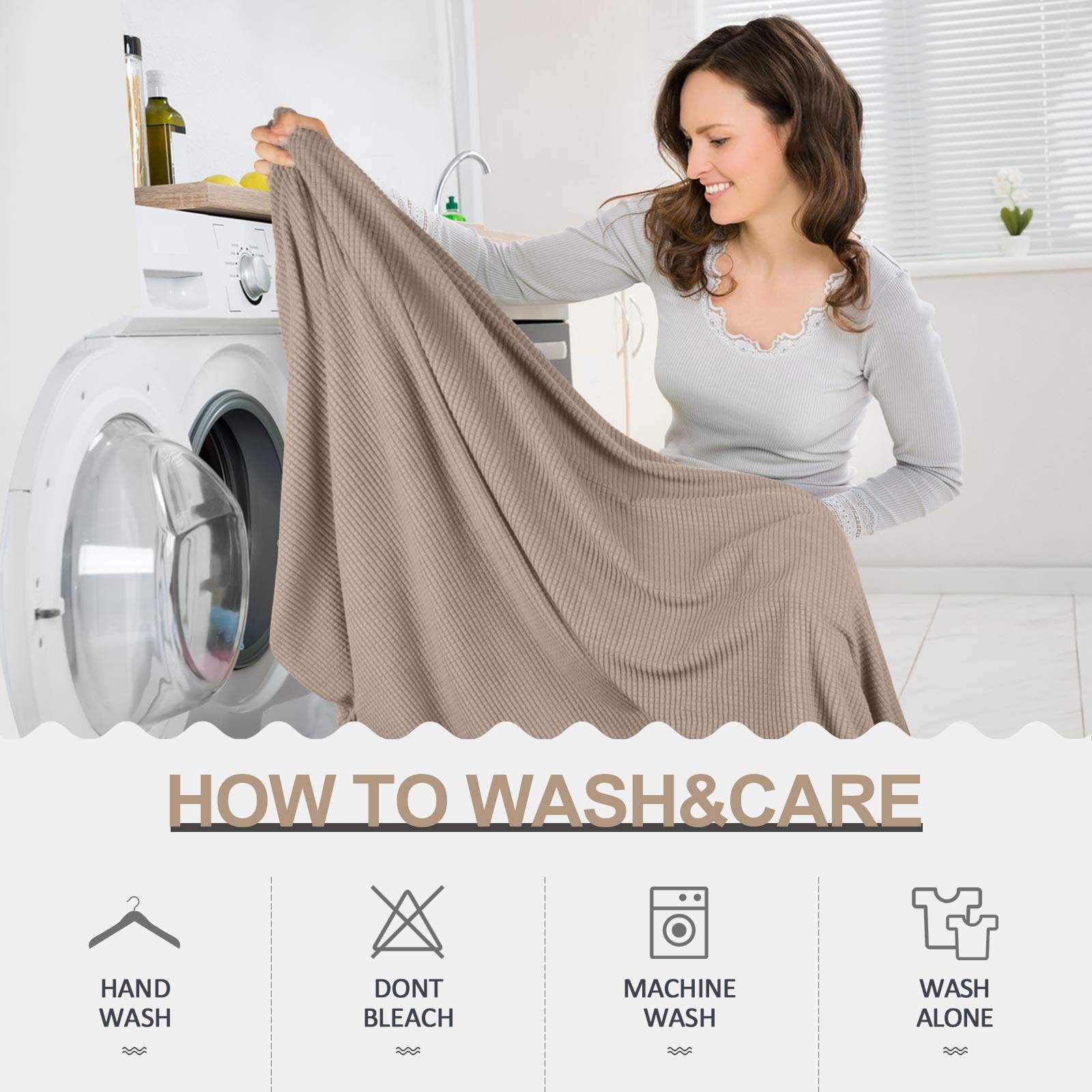 TAOCOCO Copriseduta Divano Elasticizzato Alta qualità Protezione del Cuscino Sedile del Divano Lavabile (3 Posti, Cachi)