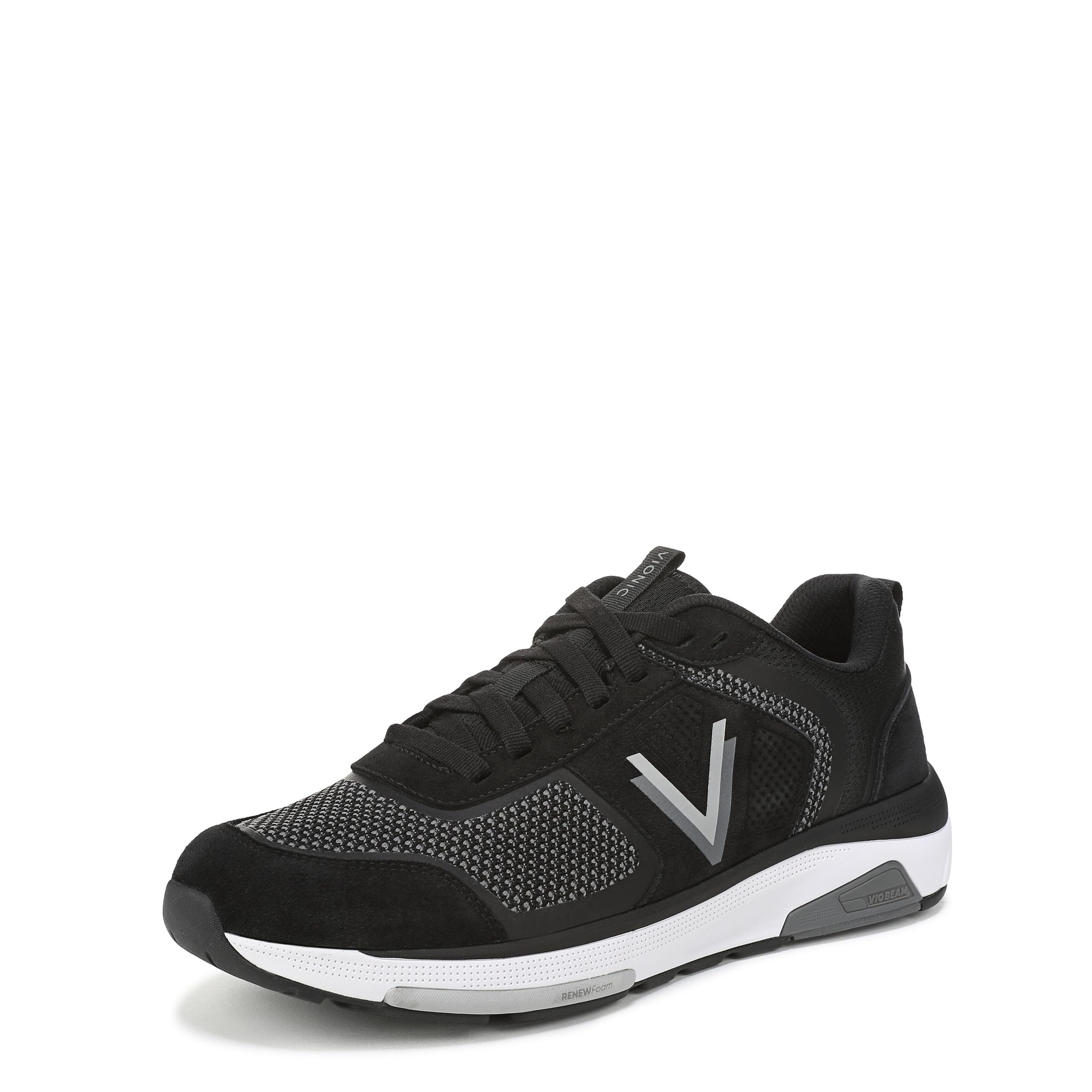 Vionic Mens Walk Strider Knit Lace-Up Trainers, Medium Fit, Black Suede, UK 9.5