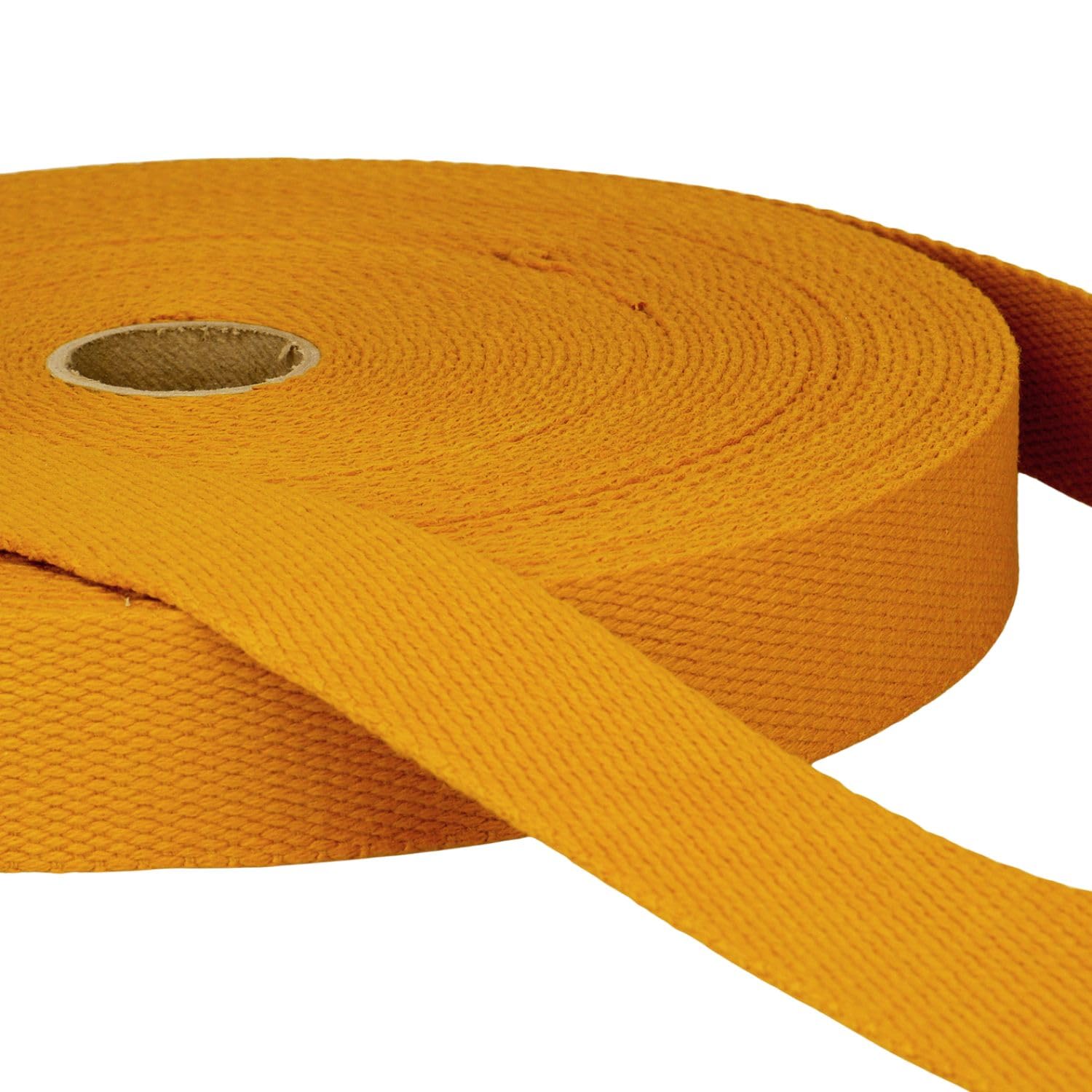 5 Metres Yellow Ochre Heavy Duty Cotton Webbing, 25mm Wide Strong Thick Firm Strap, Machine Washable 30°C, Perfect for Bag Handles, Tote Straps, Belts, Pet Leads, Repairs & Crafts by Giddy Square