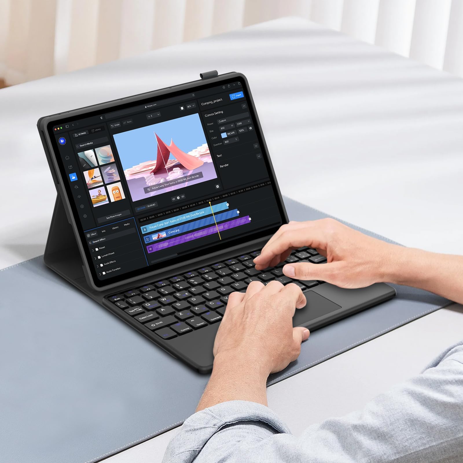 IVEOPPE Tastiera per Lenovo Idea Tab 11 Pollici 2025 con Touchpad, Cover Tastiera Italiano QWERTY, Senza Fili Bluetooth Staccabile Custodia Keyboard per Lenovo Idea Tab 11" TB-336ZU/336FU, Nero