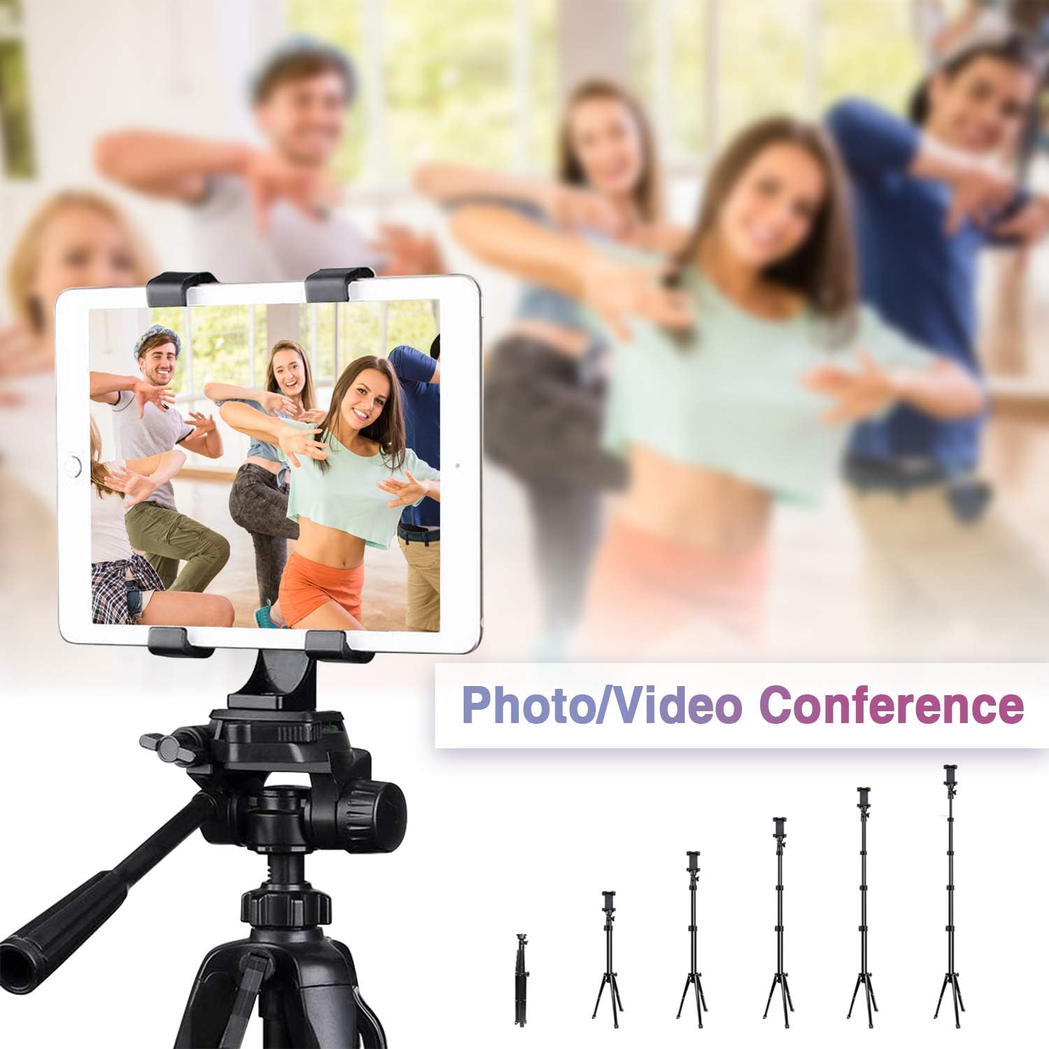 6amLifestyle Tablet Tripod Mount Adapter with 360 Degree Rotatable Ball Head Fit Most Tablets with 5" to 7.9" Clamp Holder for Tripod Monopod