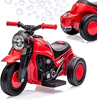 Vista 8 de Hetoy - Coche de burbujas para niños, motocicleta eléctrica de 6 V con batería de 1.9 MPH de velocidad con faros LED, música, pedal, Rosa
