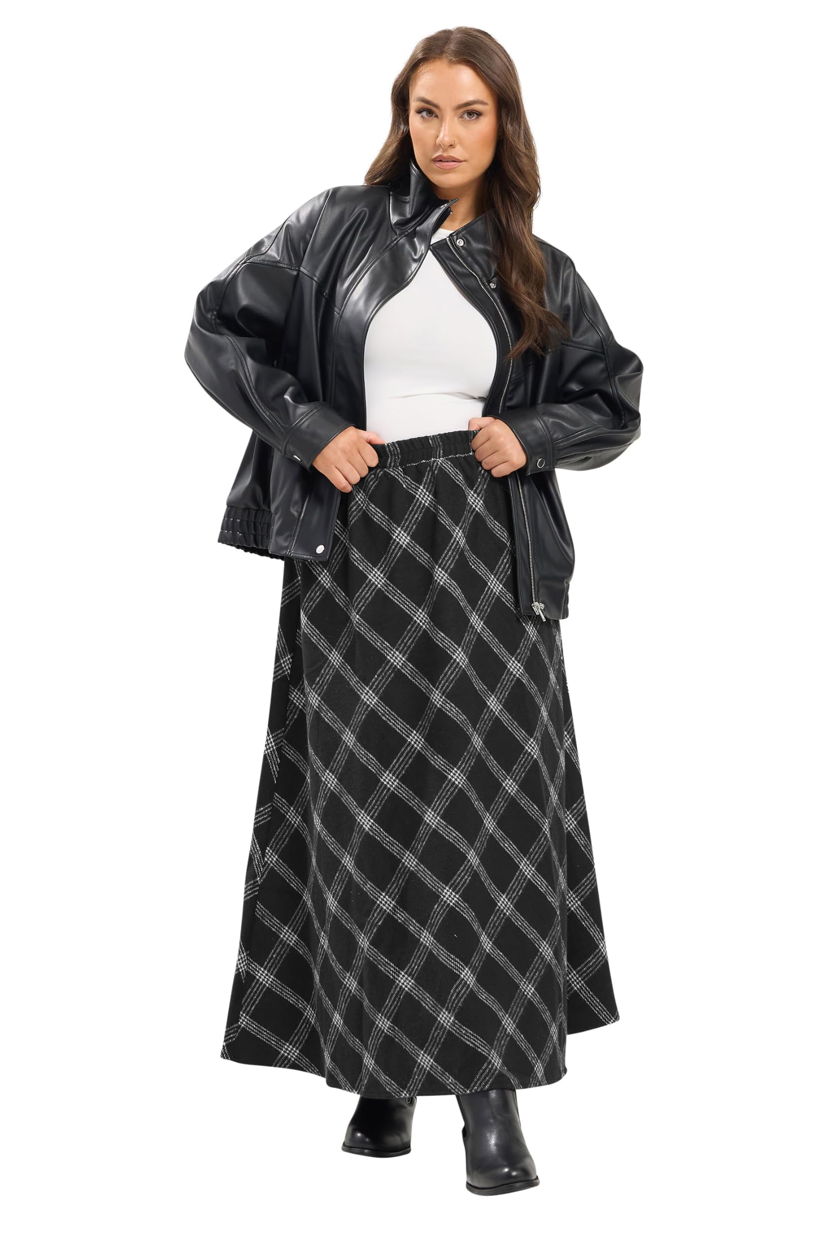 Yours Curve Checked Skirt - Women's - Plus Size Curve