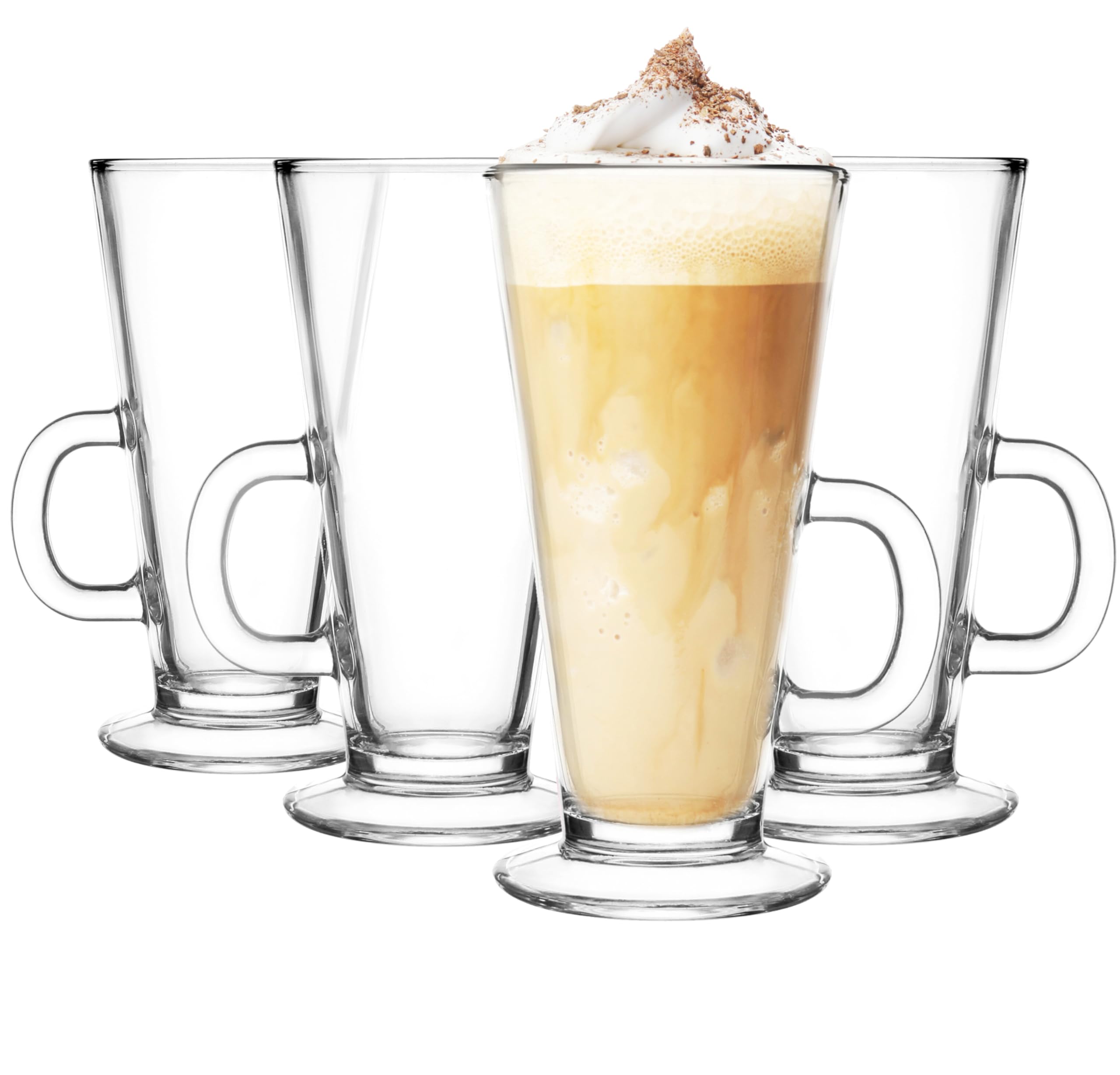 Glasmark KROSNO 1992 Glass Set Coffee Glasses with Handle Latte 4-Piece 250ml Coffee Tea Latte Glass Tea Cups Glass Cups Drinking Glass Dishwasher Safe