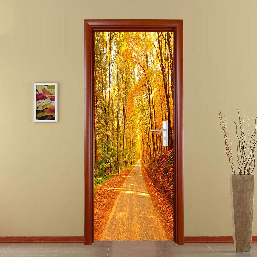 Sticker de porte trompe l'œil d'automne amovible : dites adieu aux murs tristes