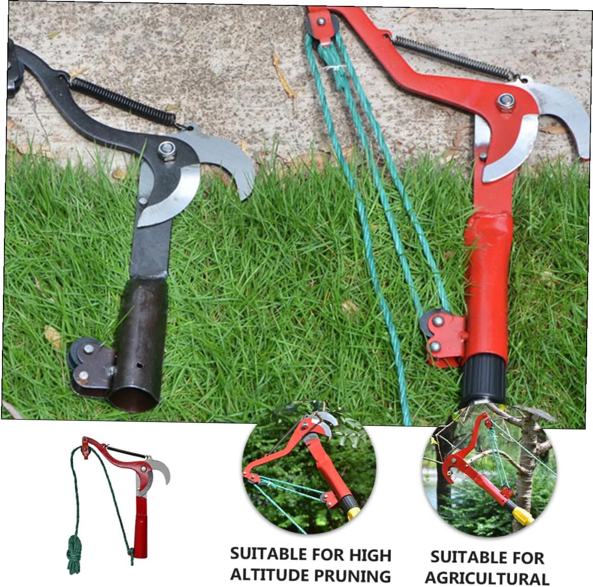 Extendable Tree Pruner with Rope, Garden Trimming Shears for High Branches, Fruit Harvester Clipper, Lightweight Outdoor Gardening Tool for Tree Pruning and Fruit Picking