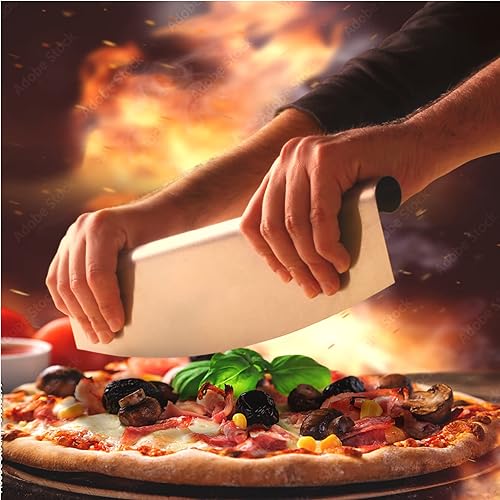 Miniatura 8 de KITCHUS MOON Pelar pizza grande de 16 pulgadas, pelar pizza de metal extra grande con balancín cortador de pizza de acero inoxidable de 14 pulgadas,