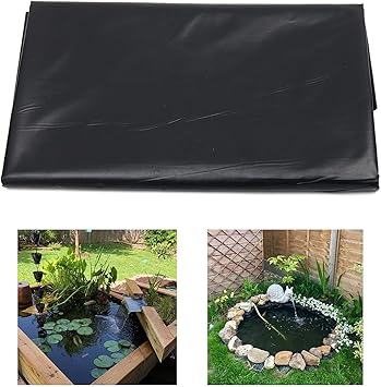 Image Pond Liner Underlayment 3-39ft Pond Liner Rubber Black 7.9mil Thick Epdm Pond Liner for Koi Ponds, Water Gardens and Fountains, Customizable Size (5×8m (16×26ft))