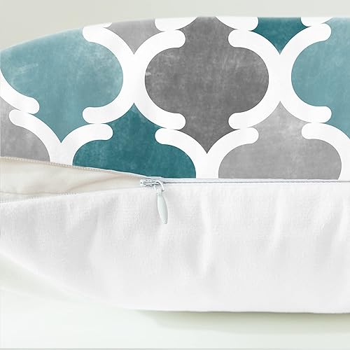 Miniatura 6 de CaliTime Juego de 2 fundas de almohada decorativas de forro polar con diseño geométrico de enrejado, con diseño de cuadrículas, para sofá, cama,