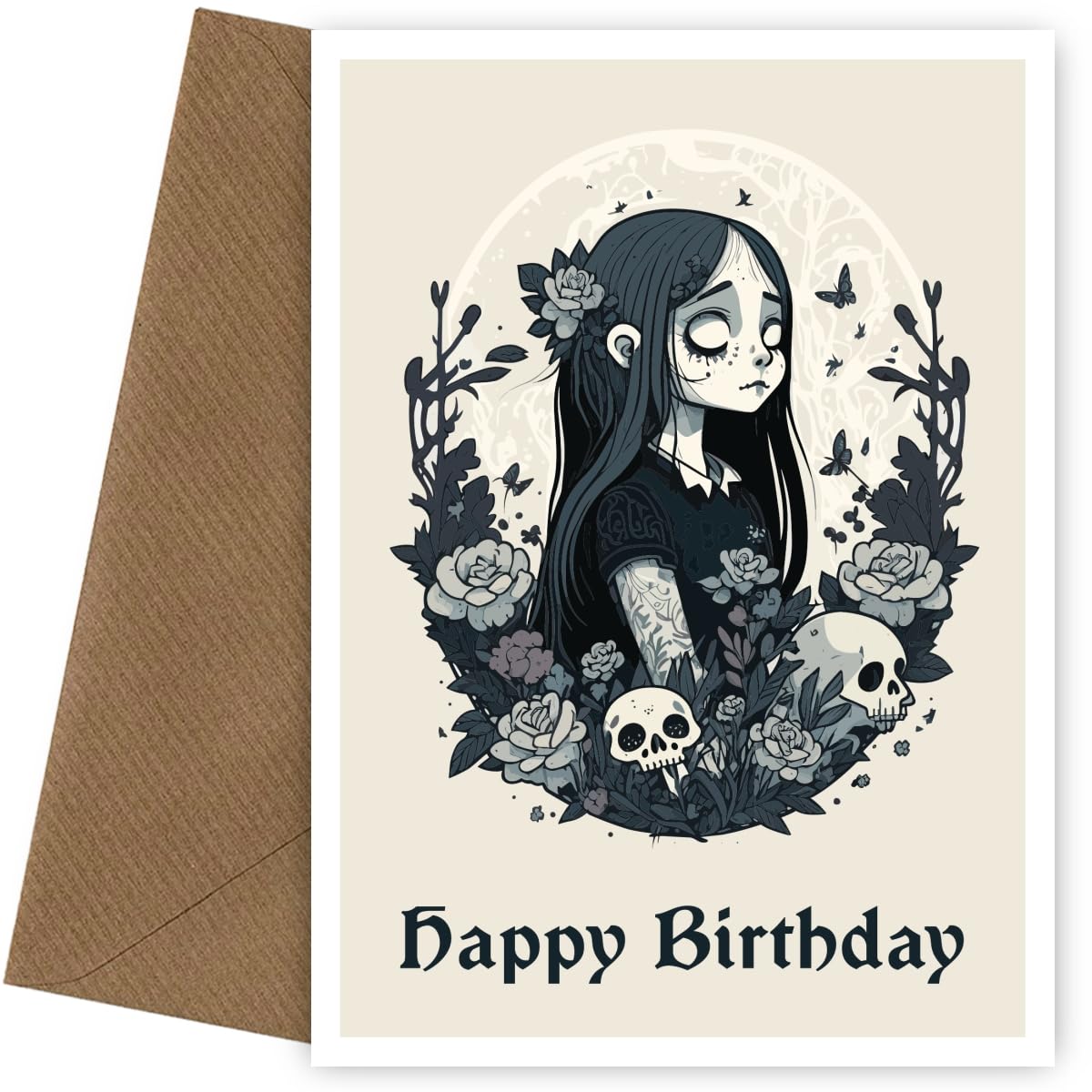 Carte D'anniversaire Gothique Pour Fille – Motif Ballon Noir, Carte épaisse 350g/m², Fabriquée Au Royaume-Uni - 7