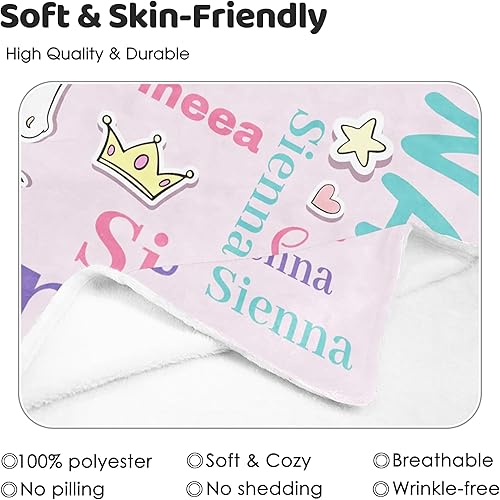 Miniatura 118 de Artsadd Personalized Baby Blanket for Girls Boys, Custom Baby Blankets with Name Customized Throw Blanket for Kids Newborn Baby Shower Birthday Gifts