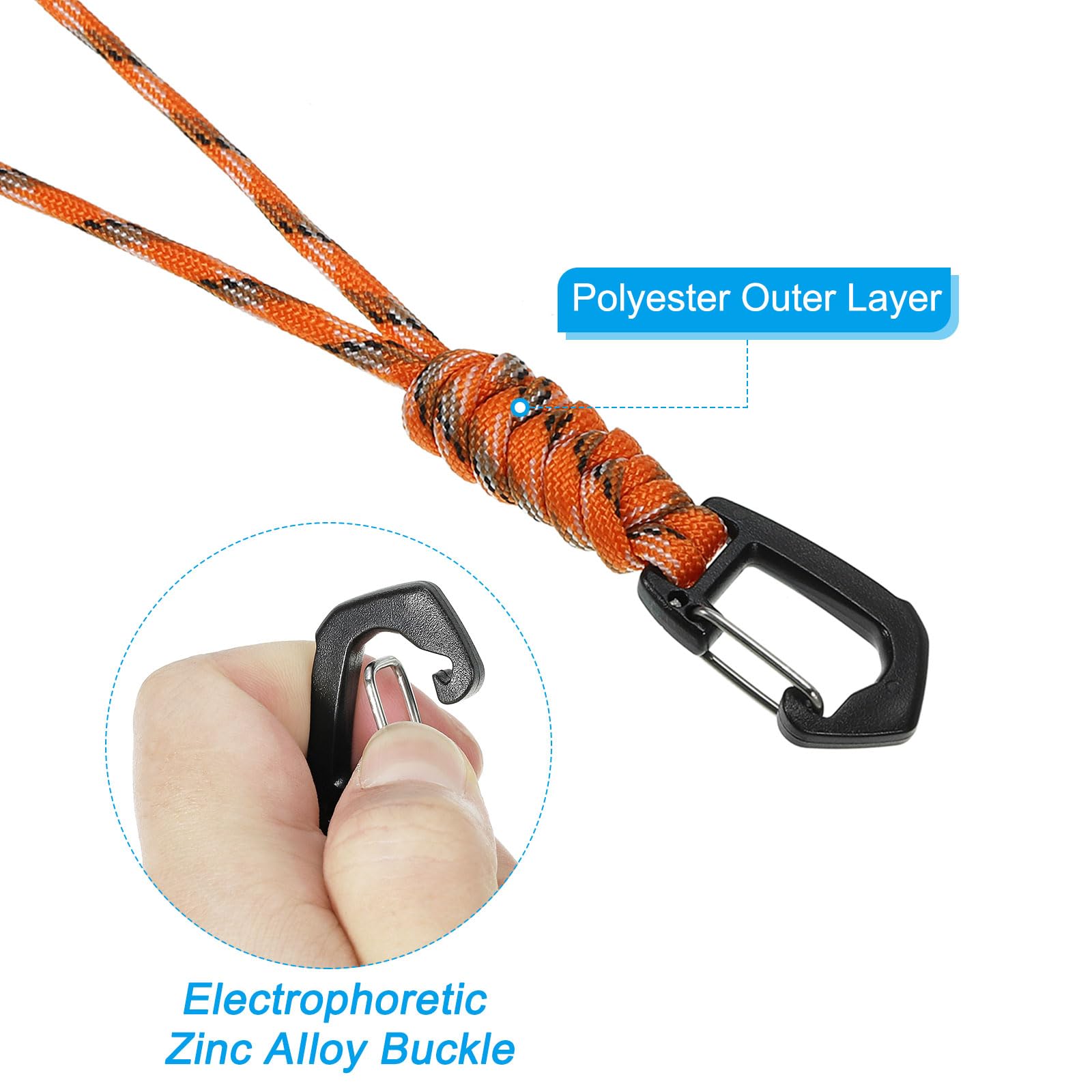 PATIKIL Badge Lanyard 8.6 Inch, Necklace Keychain Cord Metal Clasp Hook Ring Strap for Keys Whistle ID Card Badge Holder Camo Orange - Image 4