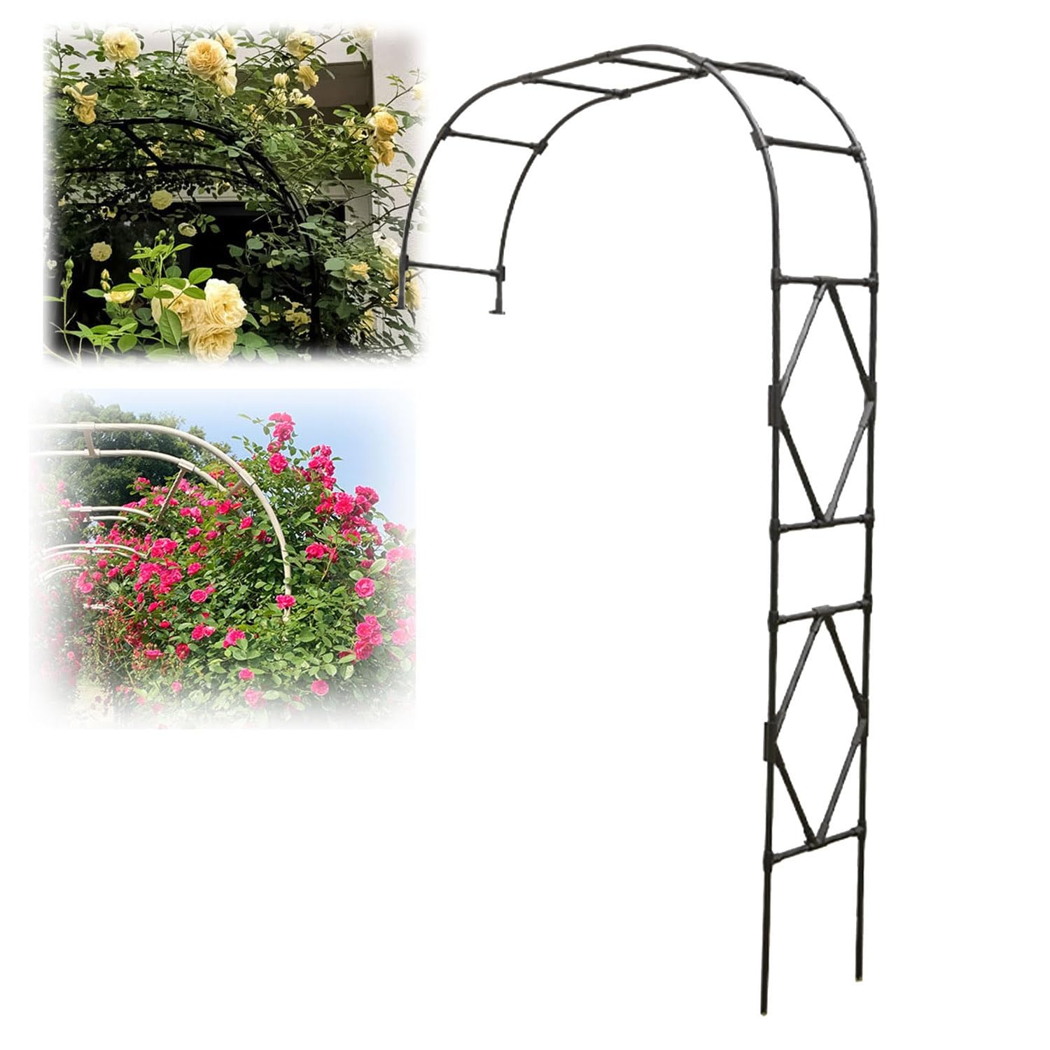 Pawilon ogrodowy, metalowa pergola, półłuk ogrodowy do roślin pnących na zewnątrz, stojak łukowy na taras, ogród, trawnik, szerokość 10 cm 5,0 cm 5,9 ' 6,9 ' 7,9 ' 9,2 ', wysokość 7,9 cala (czarny, 18
