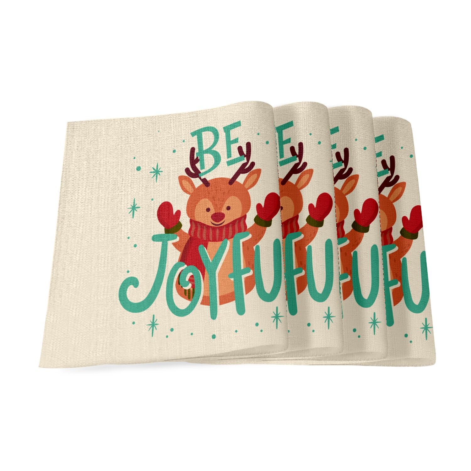 Sets de table en lin de Noël le cadeau idéal grand format 40x28,5 cm illustration renne