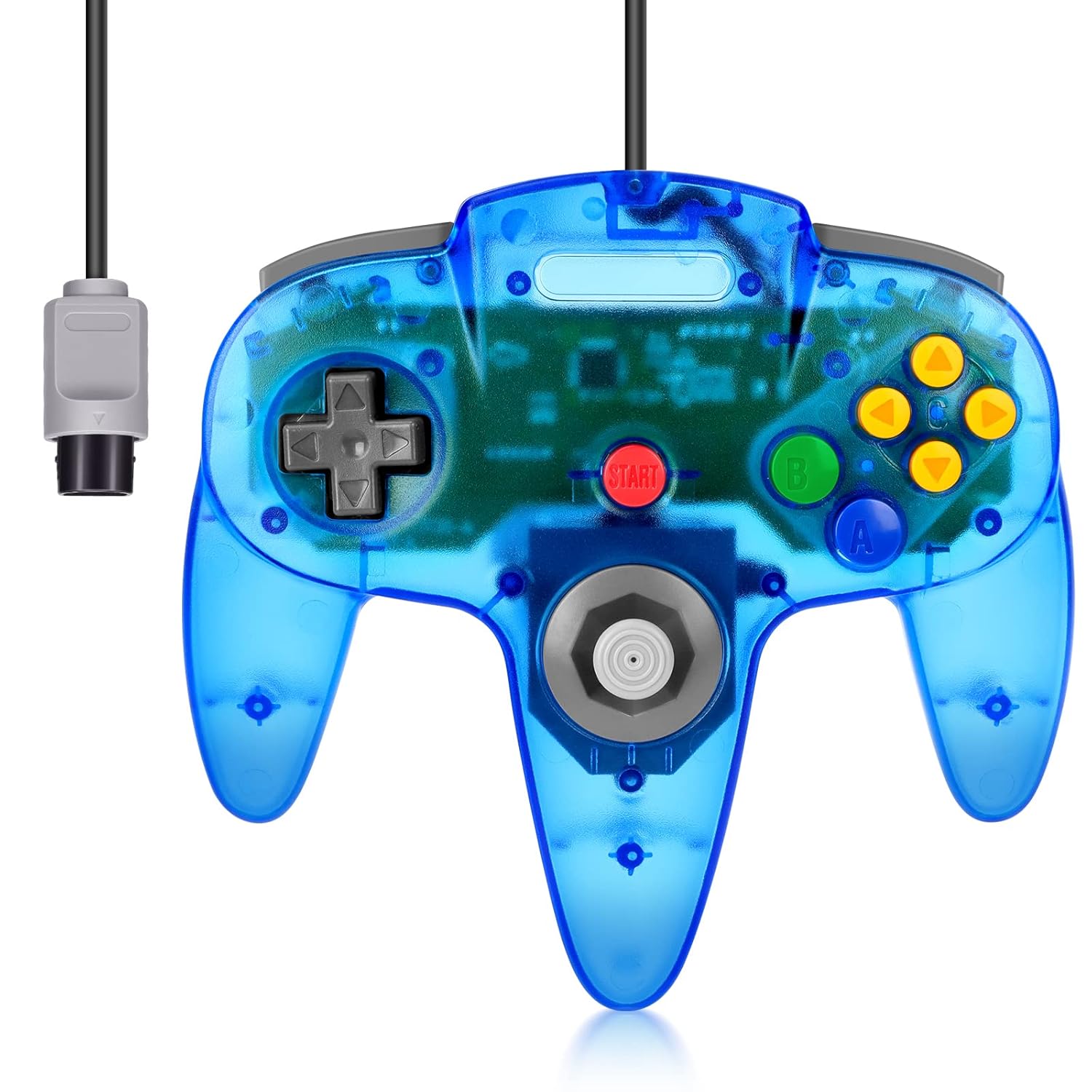 N64 Controller, FISUPER Wired Classic Game Controller Gamepad Joystick for N64 Console (Clear Blue)