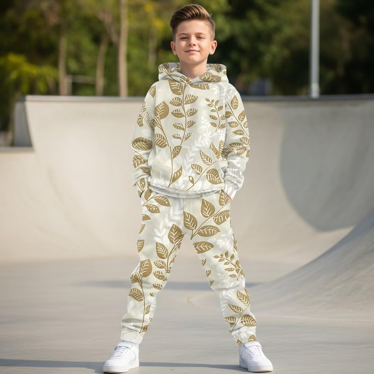 Boys Sweater Sets 5-12 Stylish Long Sleeve Hoodie Sweatsuit Set Warm Hoodie Sweatshirt and Leggings Clothings Sets