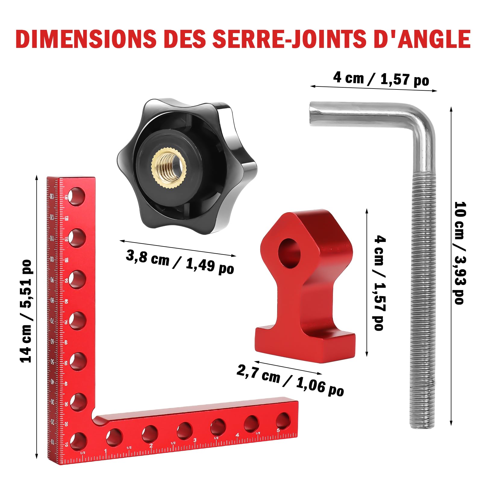 Pince à Angle Droit à 90 Degrés, 4PCS Bloc de Positionnement