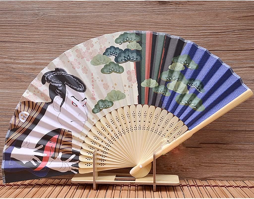 Japanese Style Folding Fan, Japanese Style Bamboo Folding Fan Decoration, Silk Cloth Folding Fan, Restaurant and Hotel Supplies Decoration Home Ceremonial Decorative Folding Fan