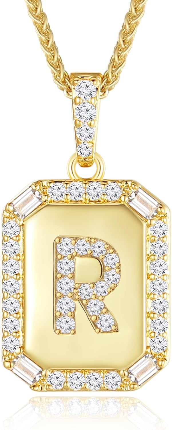 Peeshow 18k Gold Initial Necklaces for Women, Dainty Letter Pendant Chain Necklace, Gold Womens Jewelry Trendy, Gifts for Women Her Wife Mom Daughters on Anniversary Birthday