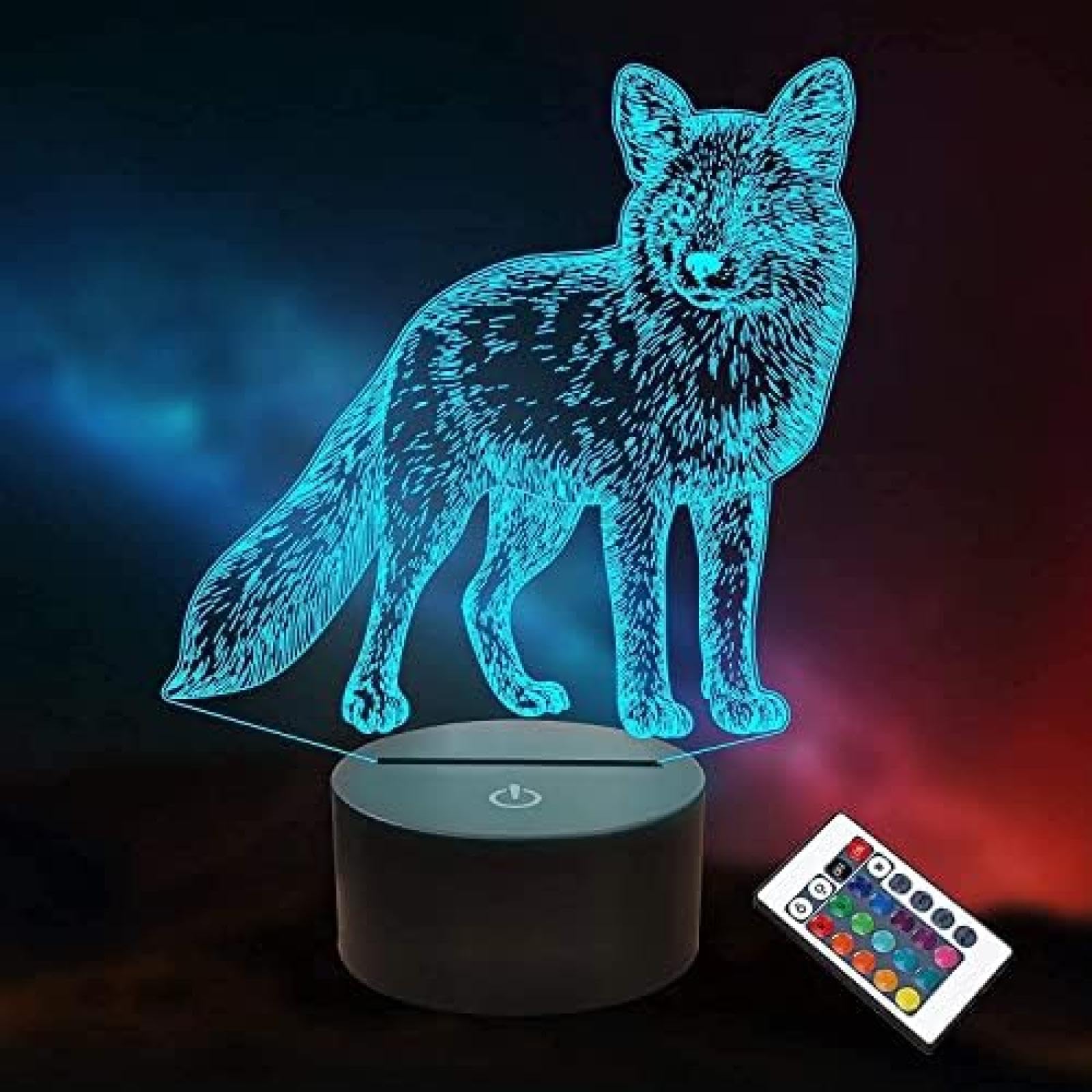 3D Fox Night Light Battery Powered Acrylic 3D Creative Illusion Lamp USB Smart Remote Control Gradient Color Atmosphere Light