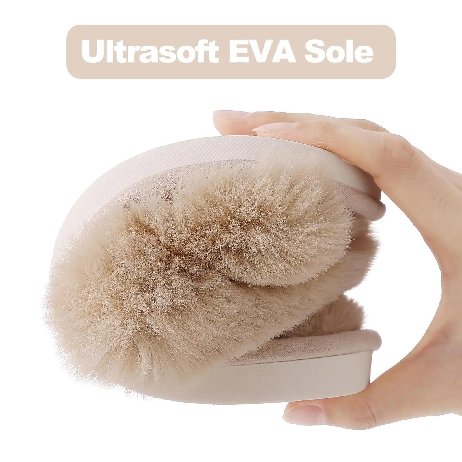 Pantofole Morbide Incrociate Soffici Pantofole da casa for Donna Scarpe Invernali in Cotone Peloso con Punta Aperta for Interni Pantofole morbide e accoglienti pelose Casual