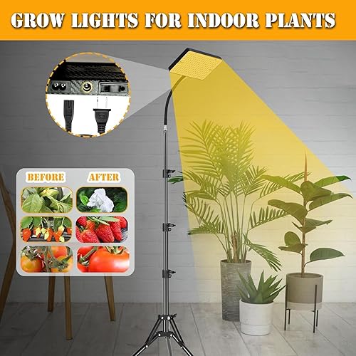 Miniatura 5 de Grocruiser Luz de cultivo con soporte, luz de crecimiento de piso de espectro completo de 200 W, luces de plantas para cultivo en interiores con