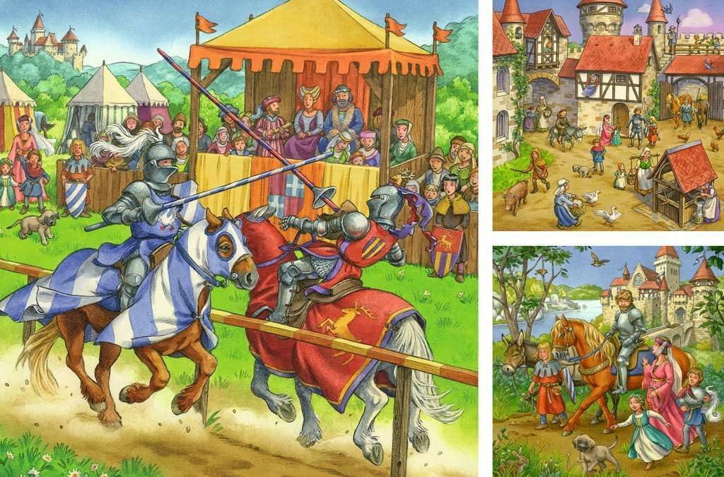Ravensburger Puzzle Ravensburger 05150 Children's Puzzle 05150 Knight's Tournament in The Middle Ages 3 x 49 Pieces Puzzle for Children from 5 Years Yellow
