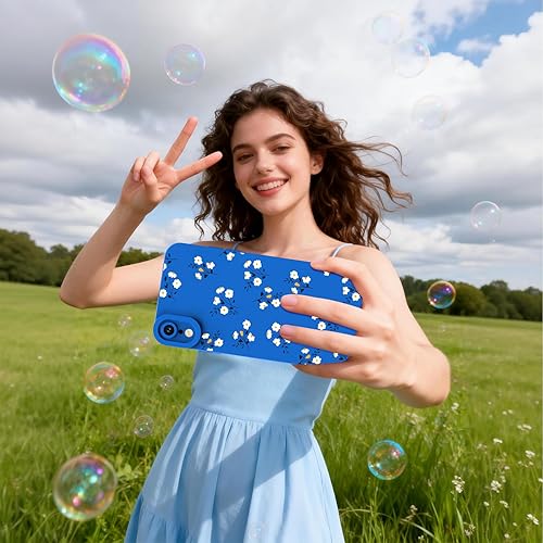 Miniatura 2 de Funda de silicona líquida compatible con iPhone XR, diseño de patrón de flores a la moda, funda de silicona líquida, delgada, a prueba de golpes y