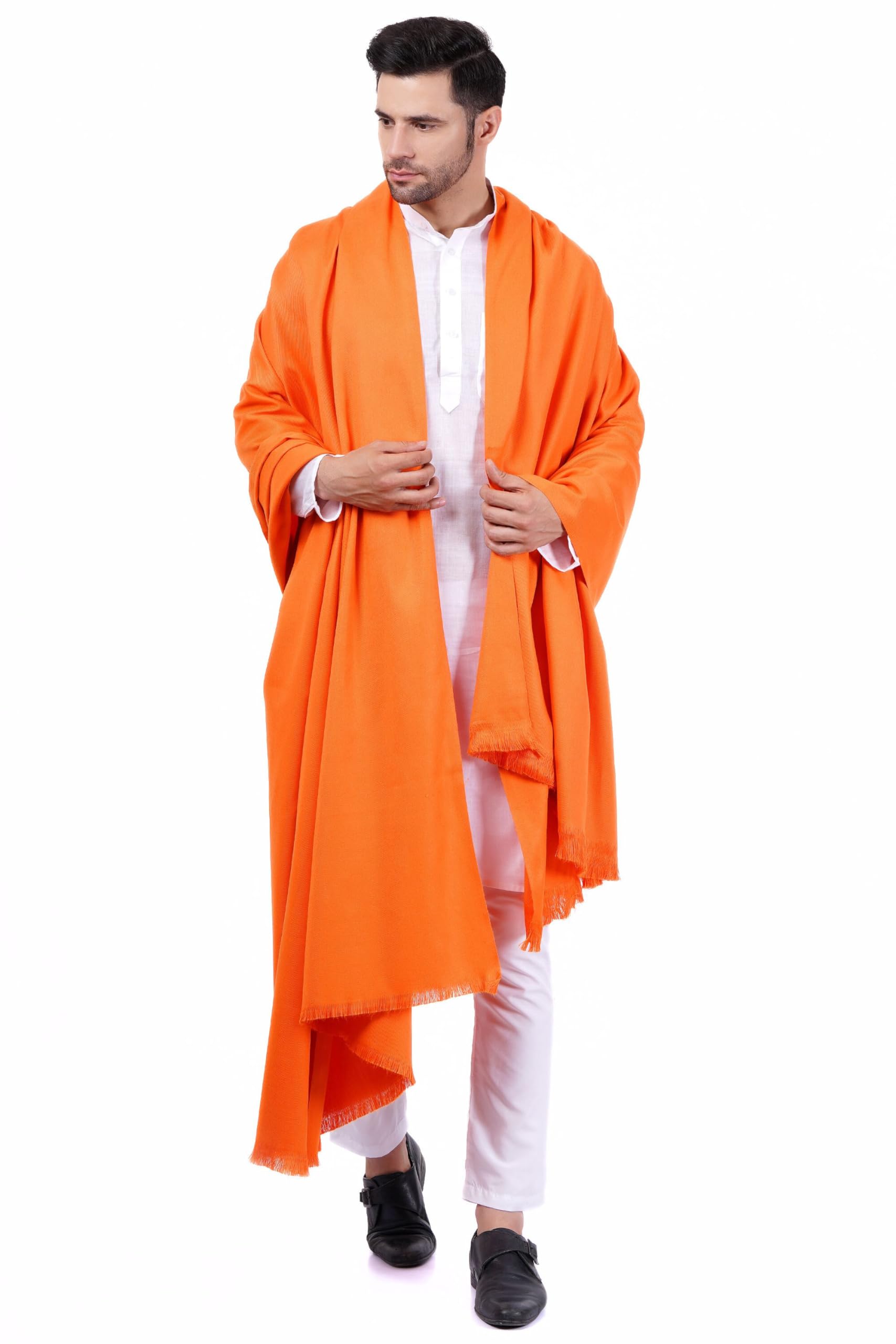 Pure Woolen Solid Plain Shawl Bhagwa/Orange (Size 50X105 Inch)-image-43