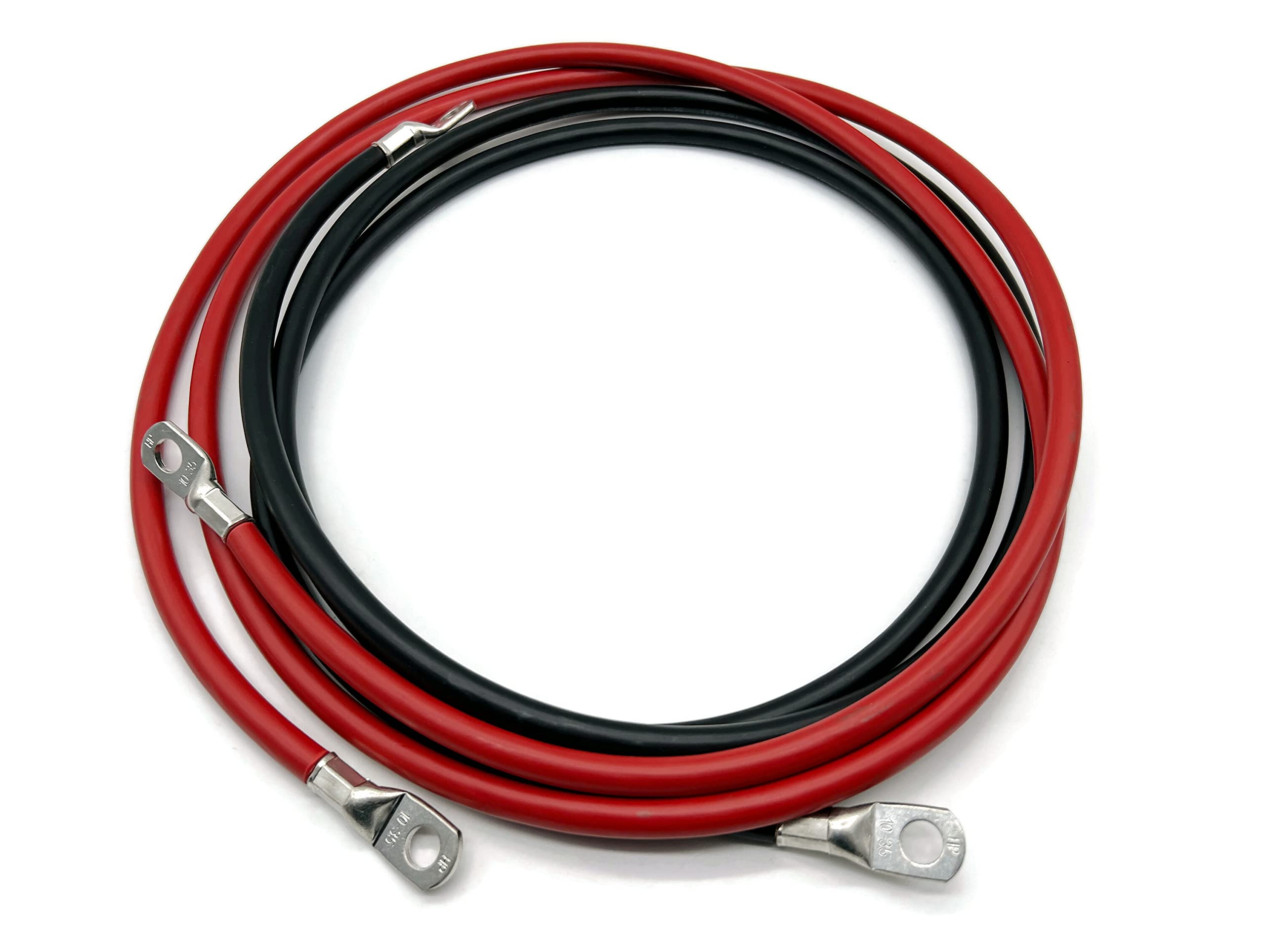 Exoda set di cavi batteria 200 cm 35 mm² M10 rosso nero auto barca moto | Cavo della batteria, 200 cm di lunghezza, 35 mm² di sezione, rosso e nero, per auto, barca, moto, resistente alla temperatura