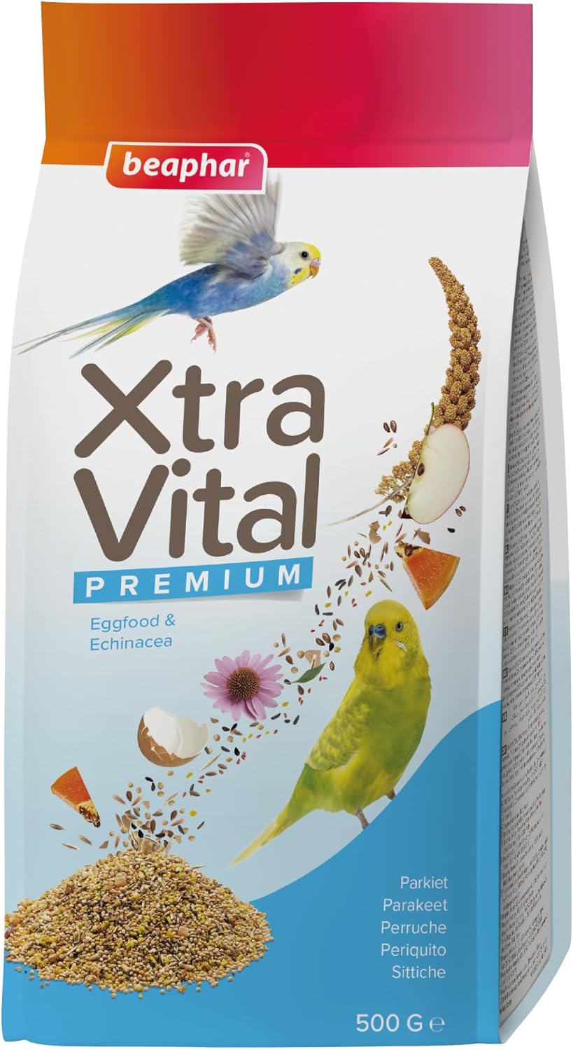 Beaphar – XtraVital Parakeet Bird Food – Complete food with Apple, Papaya, Echinacea, & Egg Food – Rich in Vitamins & Minerals for Optimum Health – 500g