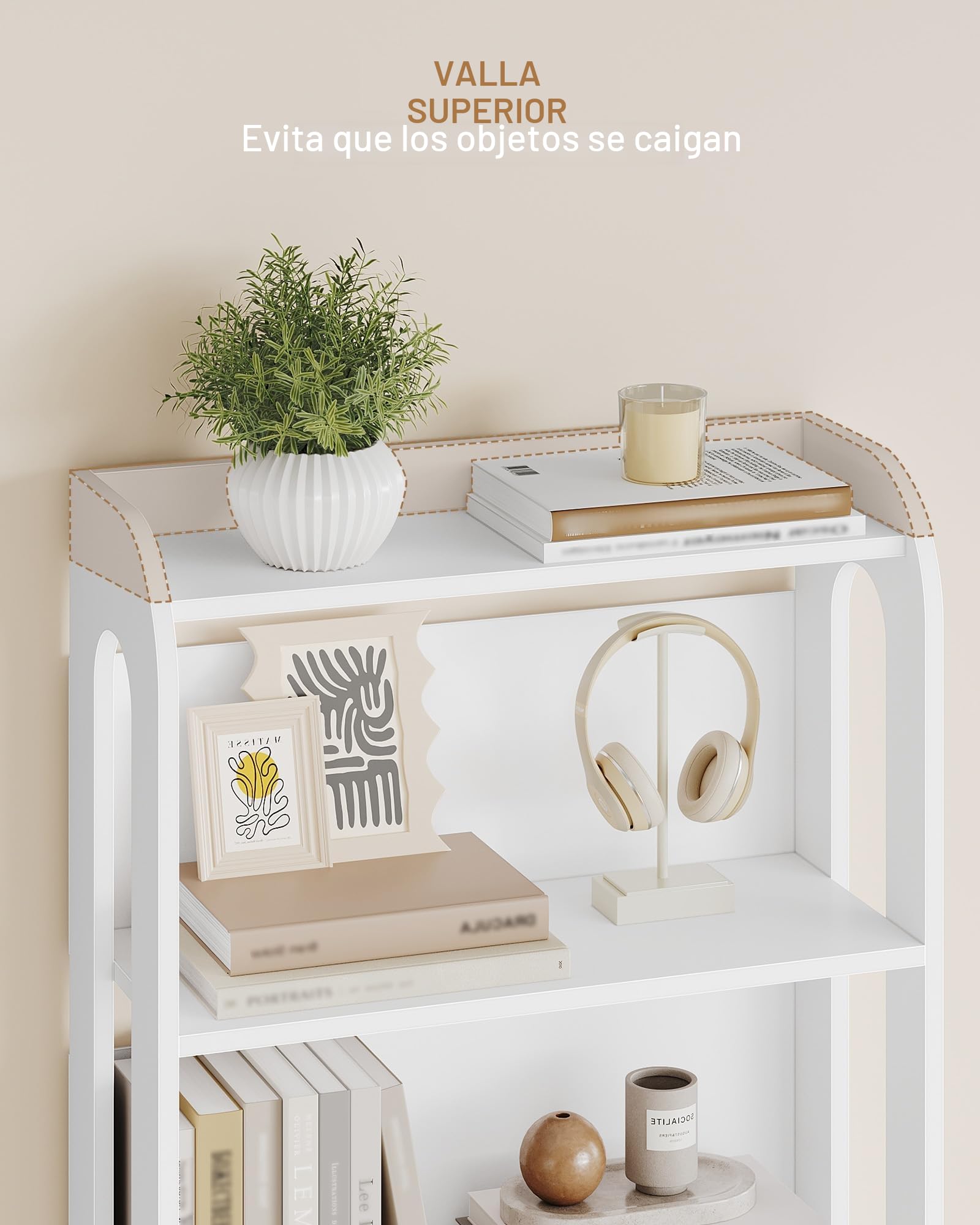 Hzuaneri Librería, Librería de 7 Niveles, Libreria de Pie, Estantería de Madera, para Oficina, Salón, Studio 24 x 60 x 182 cm, Blanco, BC70003X | Estantería de madera, para dormitorio, sala de estar, estudio, BC70003X