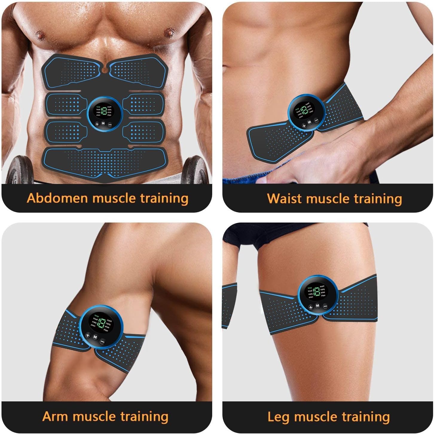 Stimulateur Musculaire EMS,EMS Ceinture Abdominale,Ceinture Abdominale Électrostimulation,8 Modes 19 Niveaux,Appareil de Musculation pour Abdomen/Bras/Jambes, Femme Homme