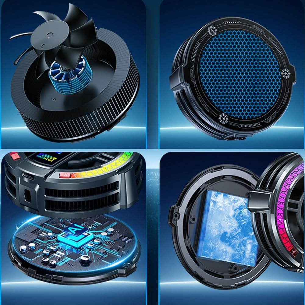 Enfriadores, ventiladores magnéticos de refrigeración para tabletas AI enfriador RGB portátil ventilador magnético de refrigeración de teléfono para juegos y transmisión