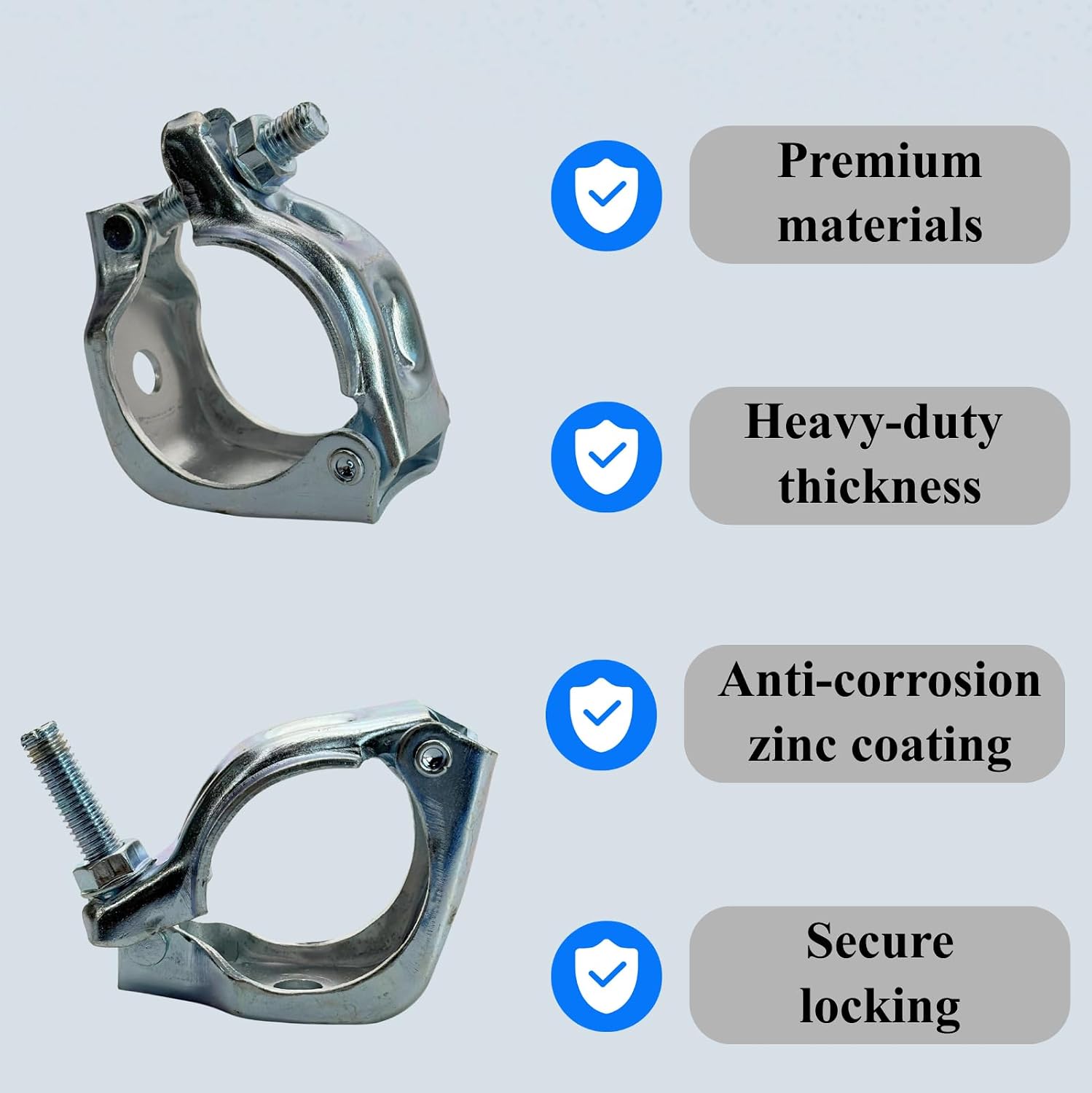 4 Pack Scaffolding Couplers, Scaffold Clamps for 2.2-2.5 inch (55-63mm) OD Tube (Half Coupler)