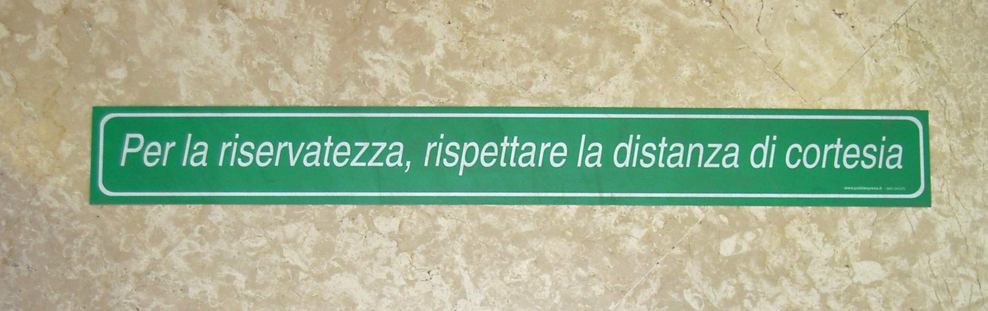 Adesivo Verde Distanza di cortesia Privacy calpestabile 5 pz - 60 x 7 cm
