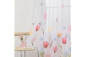 Floral Sheer Curtains for Living Room 84 Inches Long - Cortinas de Primavera para Sala