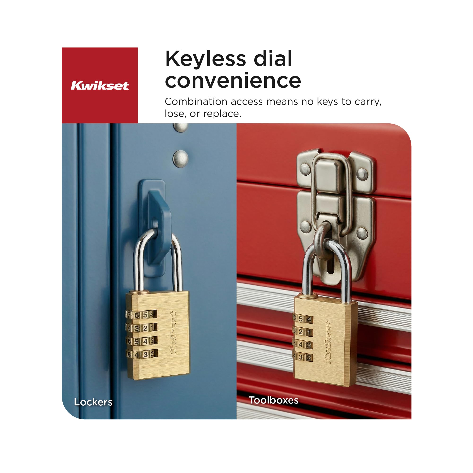 Kwikset 4-cyfrowa blokada szyfrowa z możliwością odzyskiwania z mosiądzu, do wewnątrz i na zewnątrz, korpus 3,8 cm, szekla 3,8 cm, 1 sztuka, mosiądz