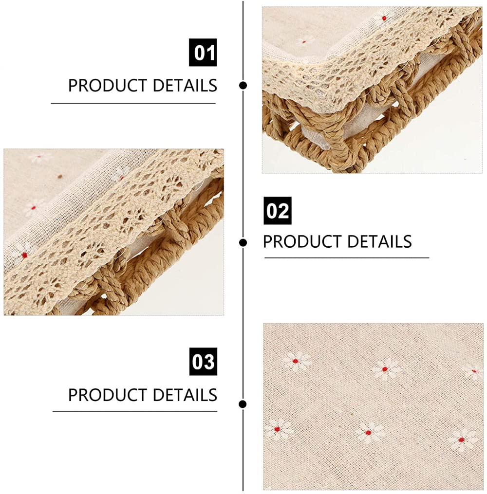Cestino per il pane creativo Cestino portaoggetti in vimini con fodera Cestini portaoggetti in vimini naturale Cestino per snack da tavolo rettangolare-M