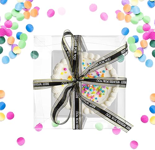 Miniatura 4 de 4 cajas transparentes para pasteles con una cinta de 147 pies de 10 x 10 x 9 pulgadas de alto, caja para tartas para bodas, cumpleaños, aniversario,