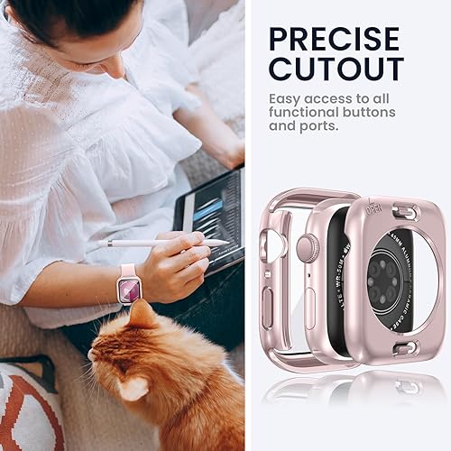 Miniatura 6 de Tensea Funda protectora de pantalla impermeable para Apple Watch (2 en 1) para Apple Watch Series 9, 8, 7, 1.614 in, accesorios para iWatch de