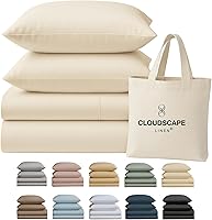 Vista 12 de Cloud Scape Linen - Juego de sábanas de 100% algodón egipcio, tamaño individual, juego de ropa de cama de lujo de 3 piezas, 400 hilos, calidad