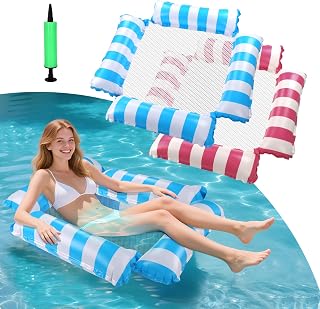 2 Stück 4-in-1-Wasserhängematte,Aufblasbare Pool-Schwimmsitze,Aufblasbares Schwimmbett, Poolzubehör,schwimmender Stuhl, Luftmatratze Pool Spielzeug, Wasser Relaxstuhl, für Sommerpartys