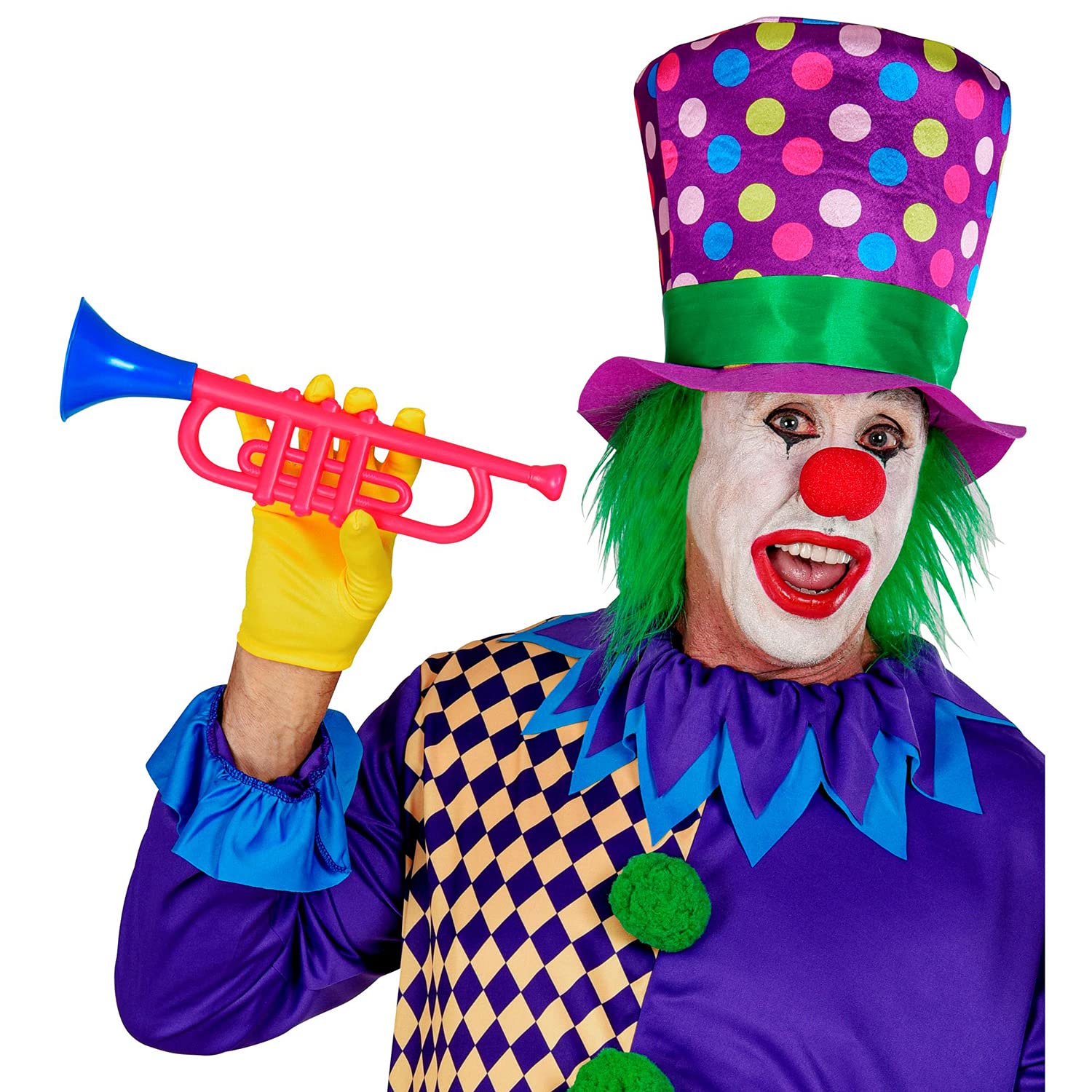 Widmann 10677 Adult Hat with Hair Purple with Colourful Dots Clown Fun Maker Horror Clown Theme Party Carnival Halloween - Image 3