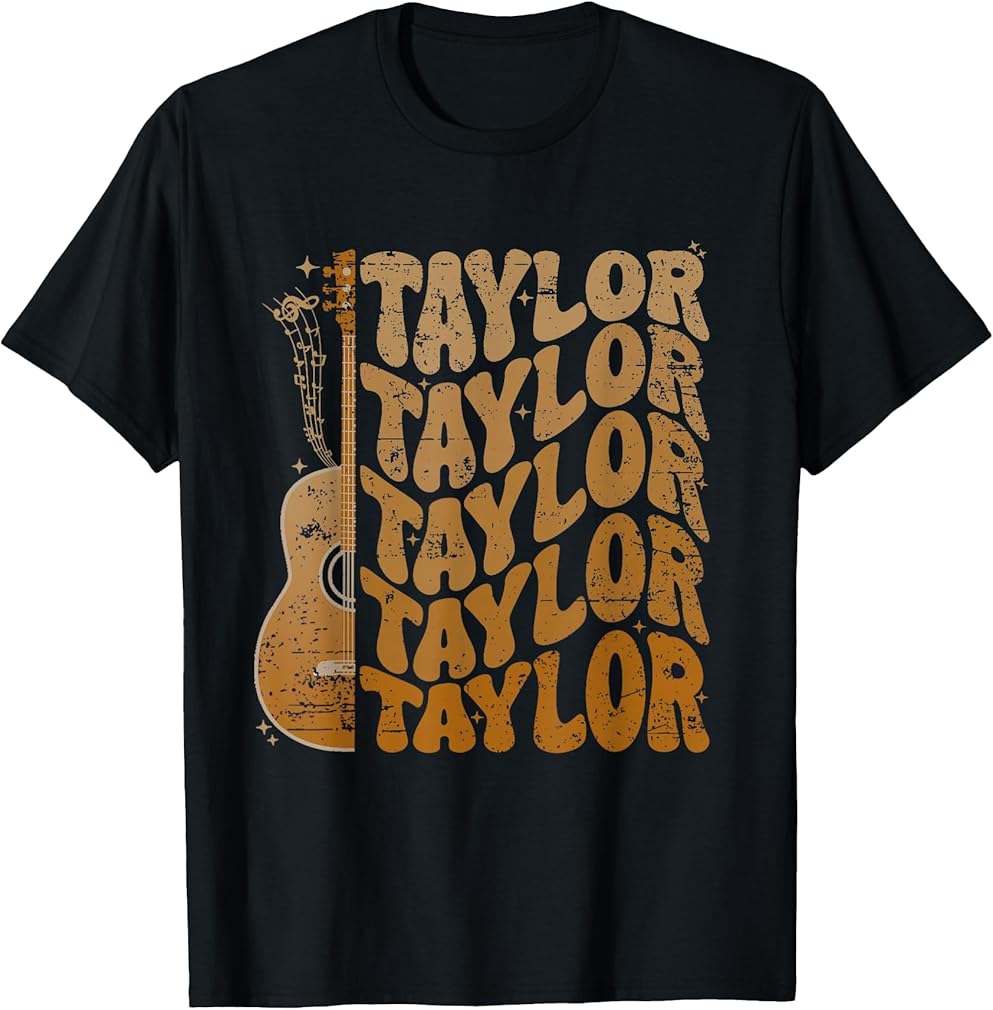 Taylor First Name I Love Taylor Girl Groovy 80's Vintage T-Shirt