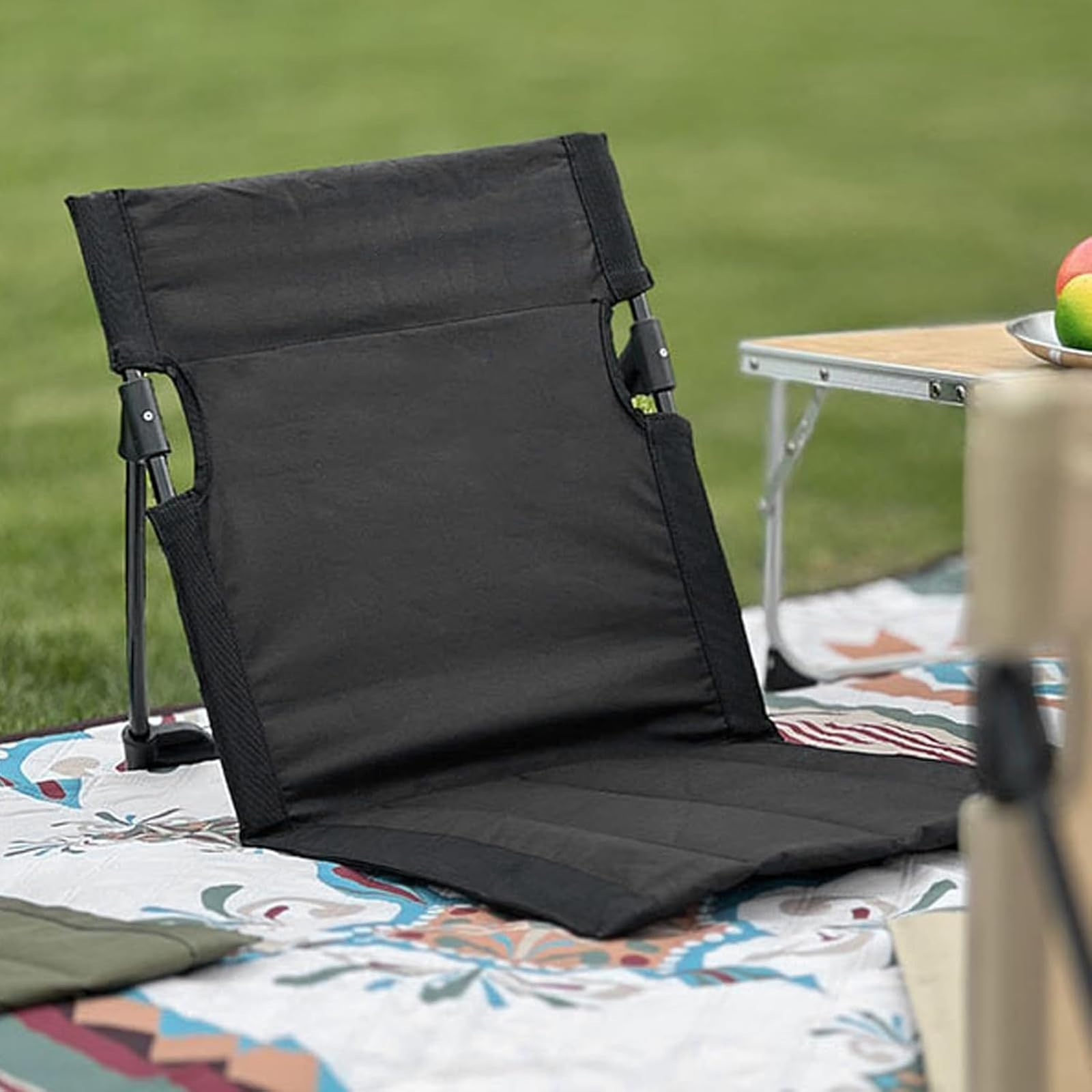 Campingstuhl Faltbar,Strandstuhl Klappbar 38x39.5CM,Bodenstuhl mit Rückenstütze,Sitzunterlage Outdoor,Bodenstuhl Gefaltetes Sitzkissen,Strandkorb mit Rückenlehne,für Picknick Angeln Wandern Camping