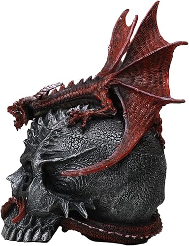 Miniatura 4 de Ebros Gift Infección T-Virus Calavera Zombie con Dragón Rojo Bio Evil Wyvern Dragón Decorativo Joyero Figurita Fantasía Calabozos y Dragones Arte