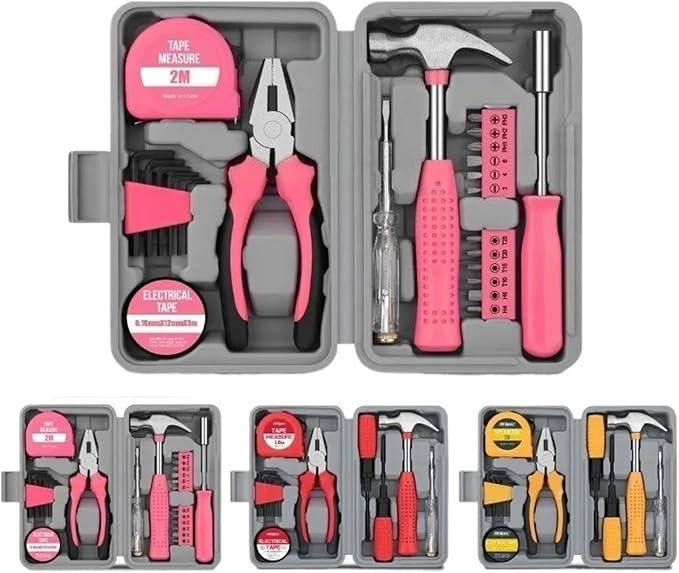 Multifuncional caja de herramientas hogar 18 piezas rosa miniatura 2