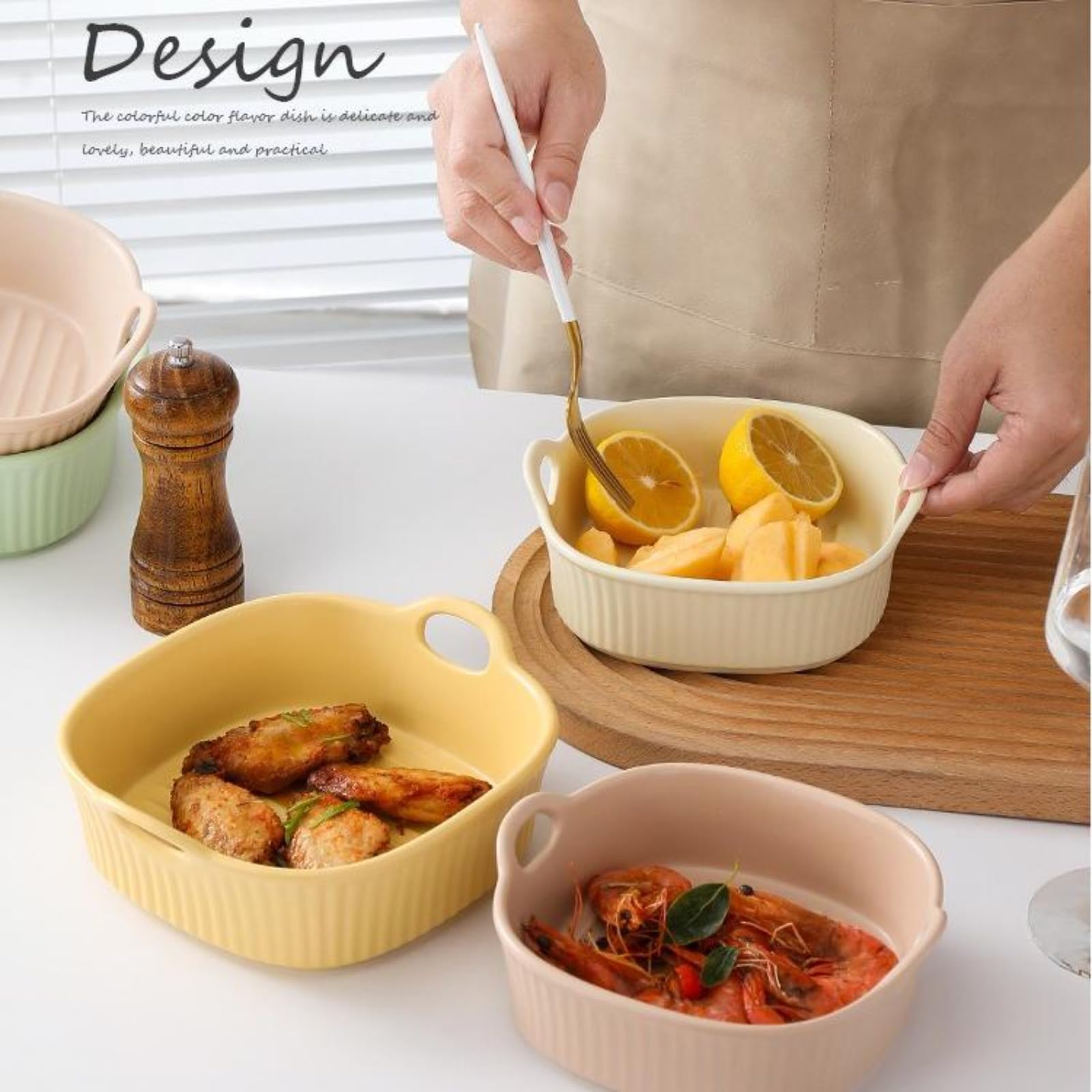 2pcs Plat à gratin en céramique Anti-Rayures Blanc pour friteuse à air Chaud | pour la préparation de lasagnes, Soupe, Tiramisu et Plus d'accessoires de friteuse,Plat a Tarte,Plat Tarte